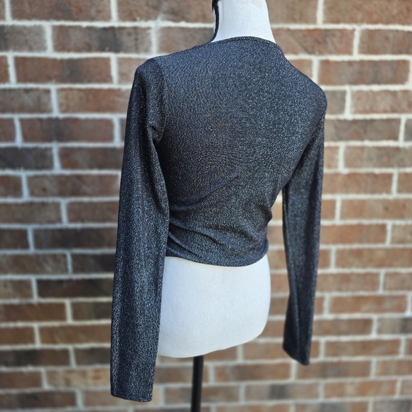 H&M Shimmering Black Wrap Blouse - Picture 6 of 8